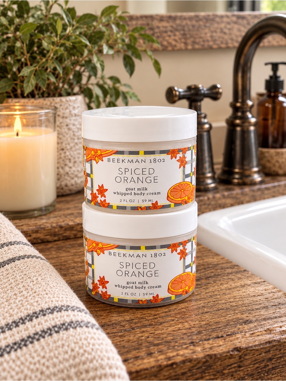 (1) Beekman 1802 Spiced Orange Whipped Body Cream — 59ML Size, New/Sealed!